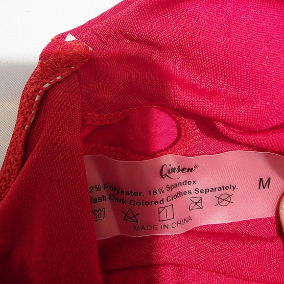 QINSEN Sexy V Neck One Piece Bathing Suit Cross Back High Waist Medium - Picture 10 of 10